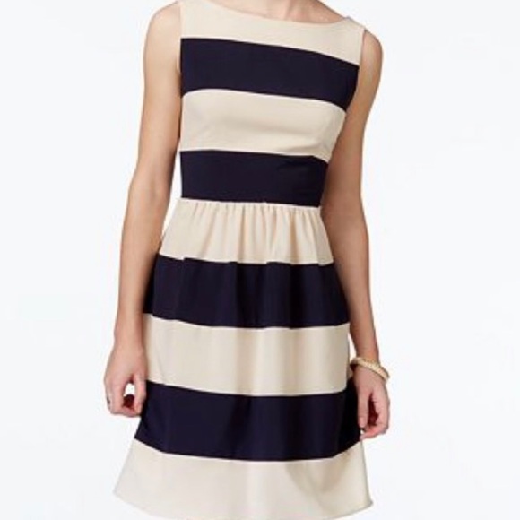 B.Darlin Striped Fit and Flare Dress - Picture 1 of 6